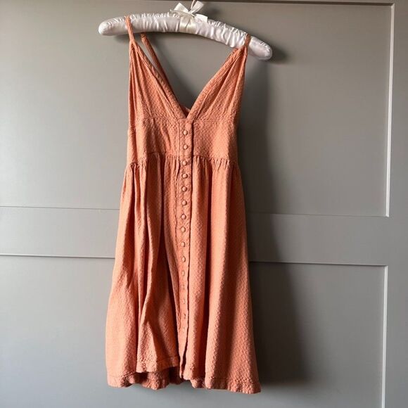 Roxy Golden Lights Strappy Dress Women Medium Orange Summer Beach Plunge V-neck - Picture 1 of 14